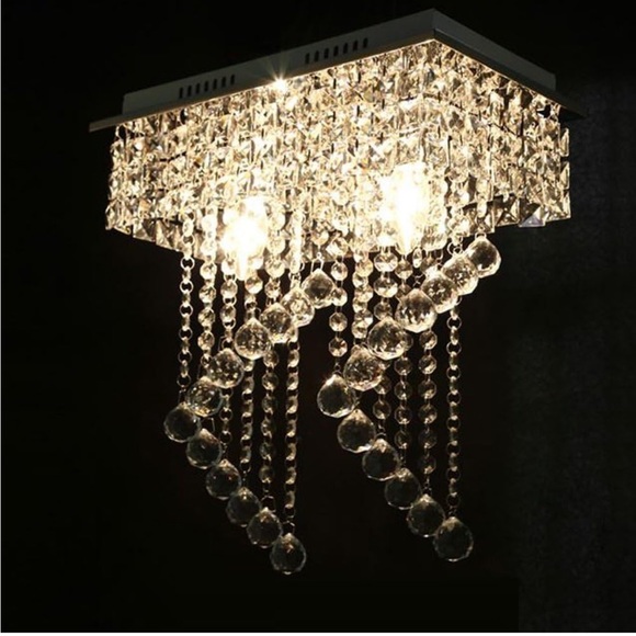 Flush Mount 2-Light Crystal Chandelier - Picture 2 of 4
